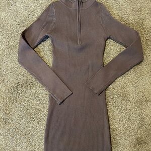Princess Polly Brown Bodycon Mock Neck Dress
